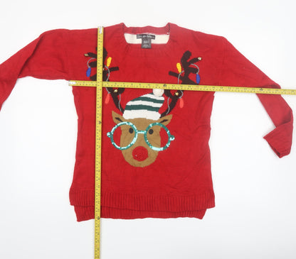 United States Sweaters Womens Red Christmas Reindeer Jumper Size S