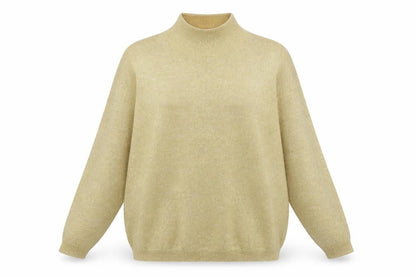 LISE J. Women’s Beige Mock Neck Long Sleeve Pullover Jumper Size L