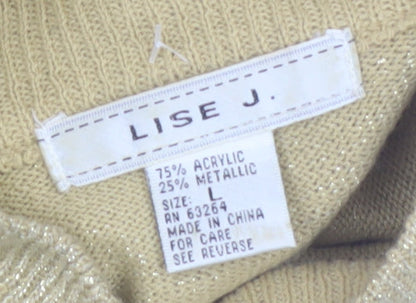 LISE J. Women’s Beige Mock Neck Long Sleeve Pullover Jumper Size L
