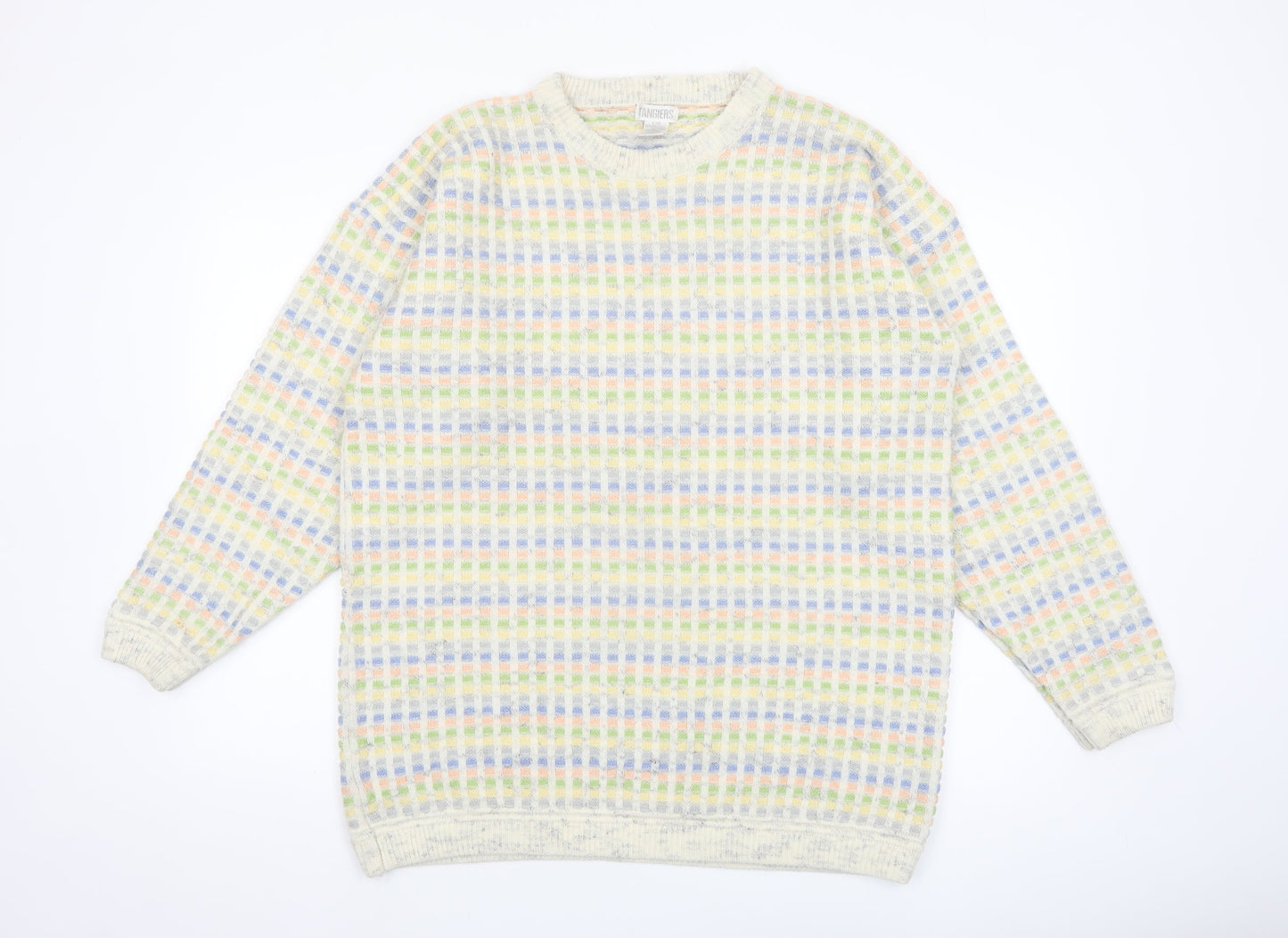 Tangiers Men's Multicoloured Waffle Knit Wool Blend Pullover Jumper L