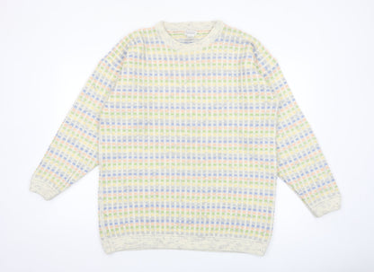 Tangiers Men's Multicoloured Waffle Knit Wool Blend Pullover Jumper L