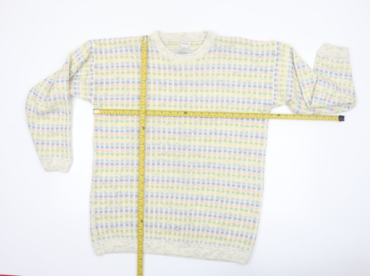 Tangiers Men's Multicoloured Waffle Knit Wool Blend Pullover Jumper L