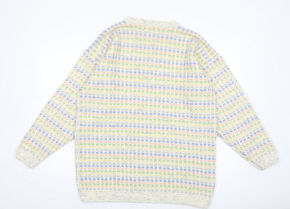 Tangiers Men's Multicoloured Waffle Knit Wool Blend Pullover Jumper L