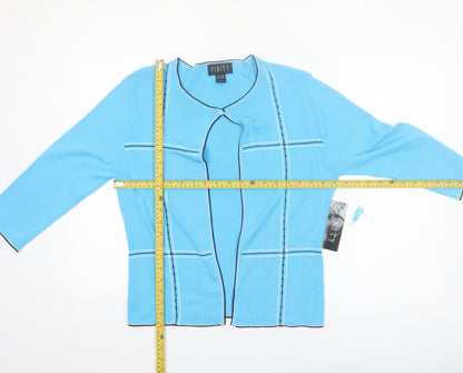 FINITY Women’s Blue Rayon Knit Cardigan XL Lightweight 3/4 Sleeve