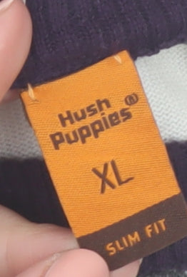Hush Puppies Men’s Purple Grey Striped Slim Fit Cotton Jumper XL