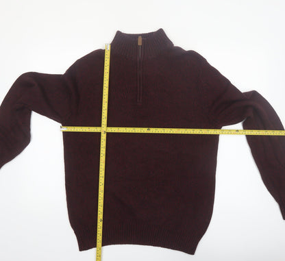 St. John’s Bay Men Brown Cotton Half Zip Jumper Size M