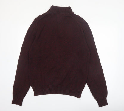 St. John’s Bay Men Brown Cotton Half Zip Jumper Size M