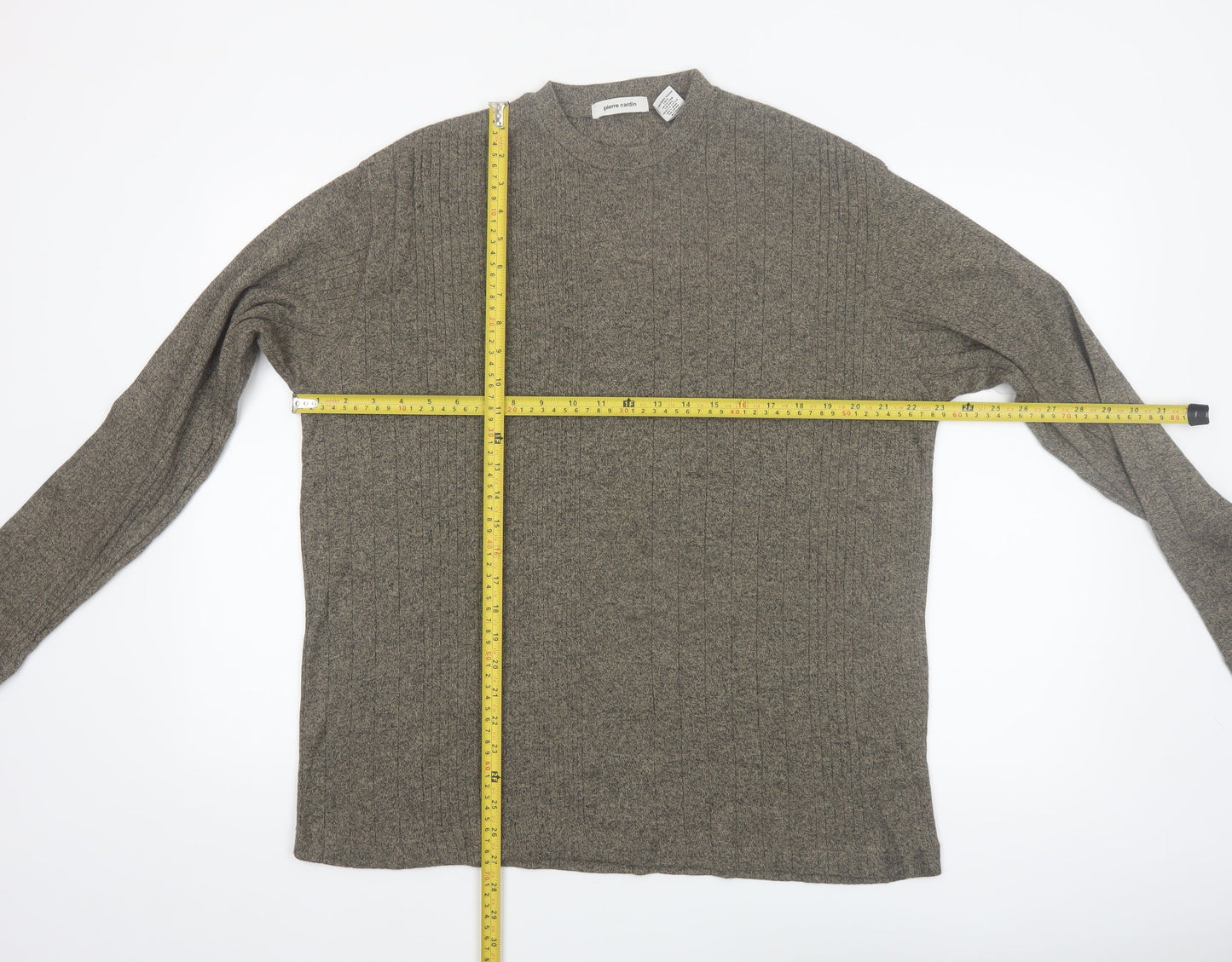 Pierre Cardin Men's Grey Cotton Blend Crew Neck Jumper Size M