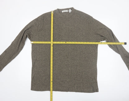 Pierre Cardin Men's Grey Cotton Blend Crew Neck Jumper Size M