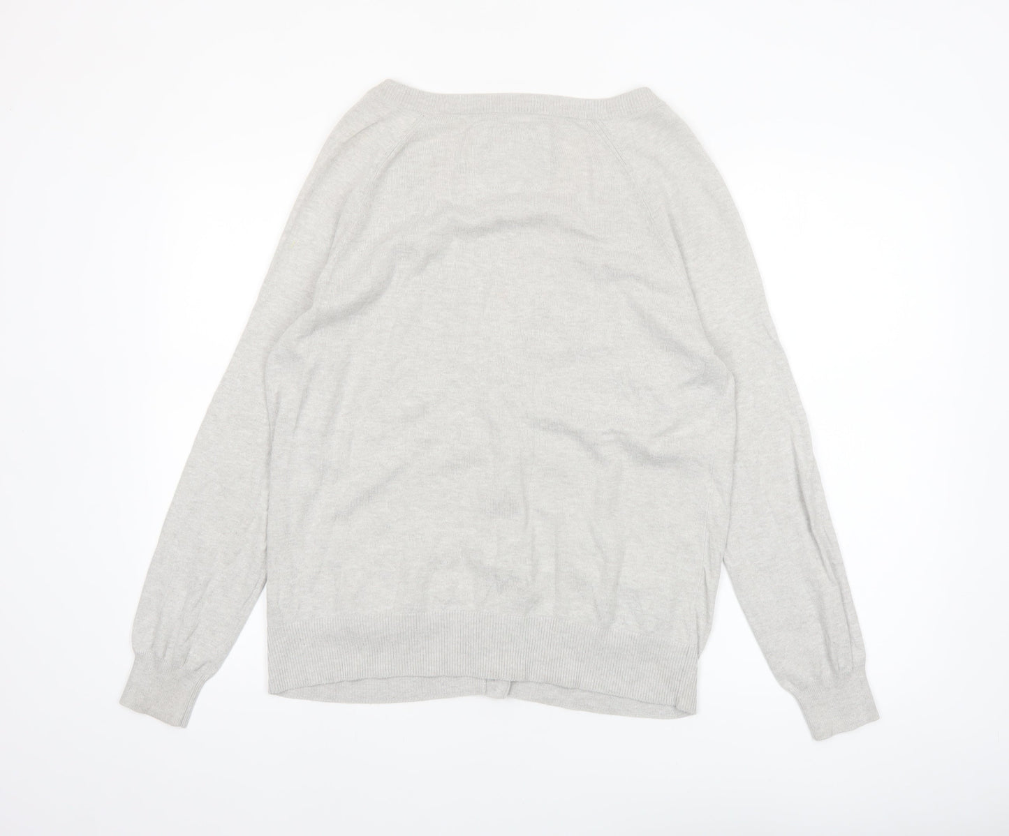 Jack Wills Womens Grey Cardigan Knitwear UK 14 Cotton Cashmere Blend