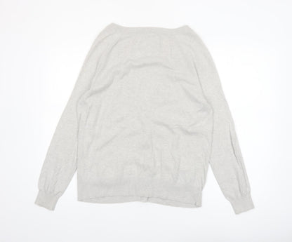 Jack Wills Womens Grey Cardigan Knitwear UK 14 Cotton Cashmere Blend