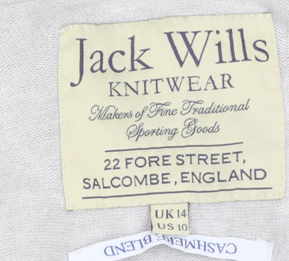 Jack Wills Womens Grey Cardigan Knitwear UK 14 Cotton Cashmere Blend