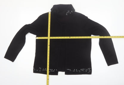 Norton McNaughton Womens Black Sequin Roll Neck Cardigan M