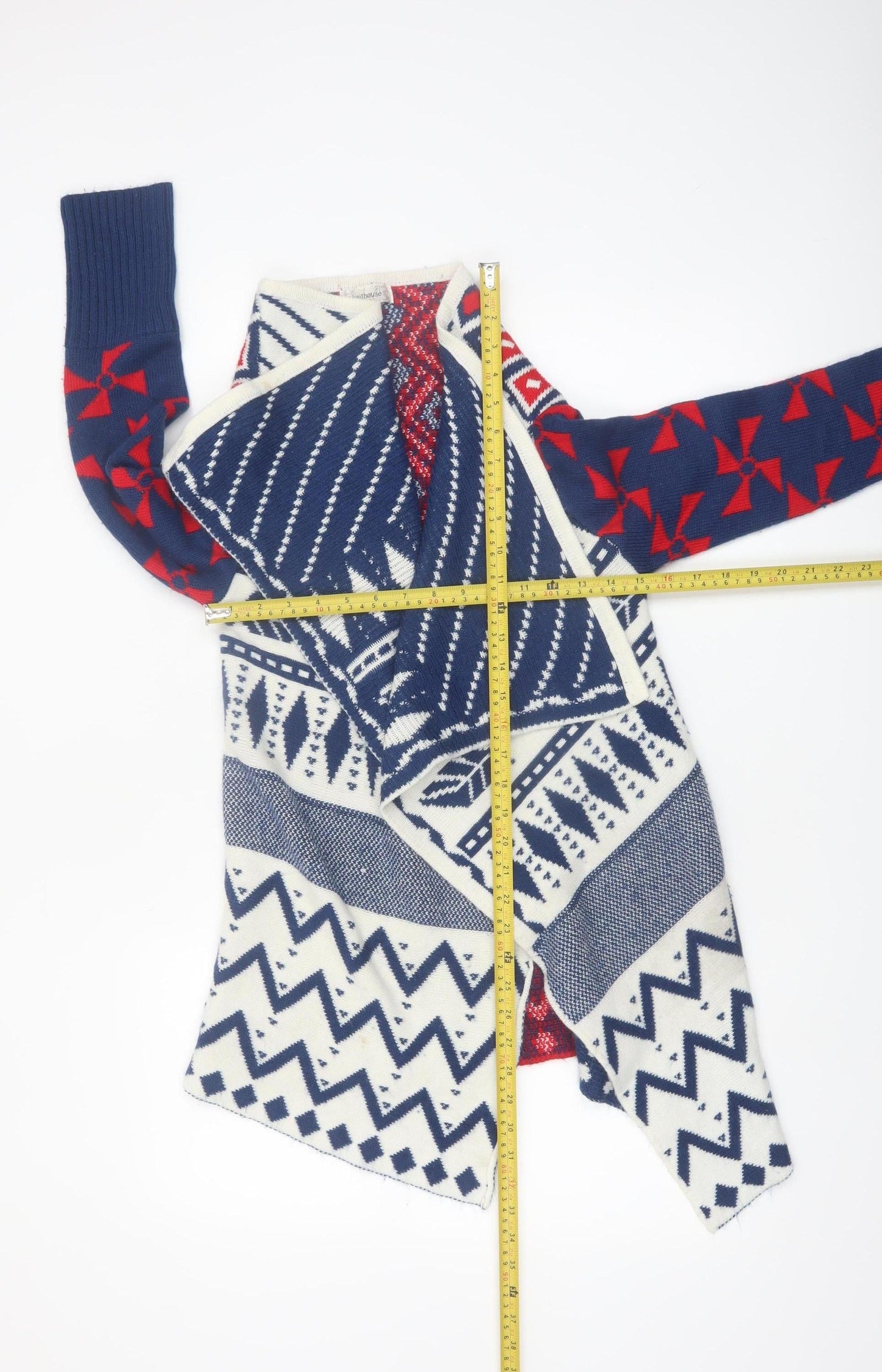 Knithouse Women’s Multicoloured Aztec Knit Open Cardigan One Size