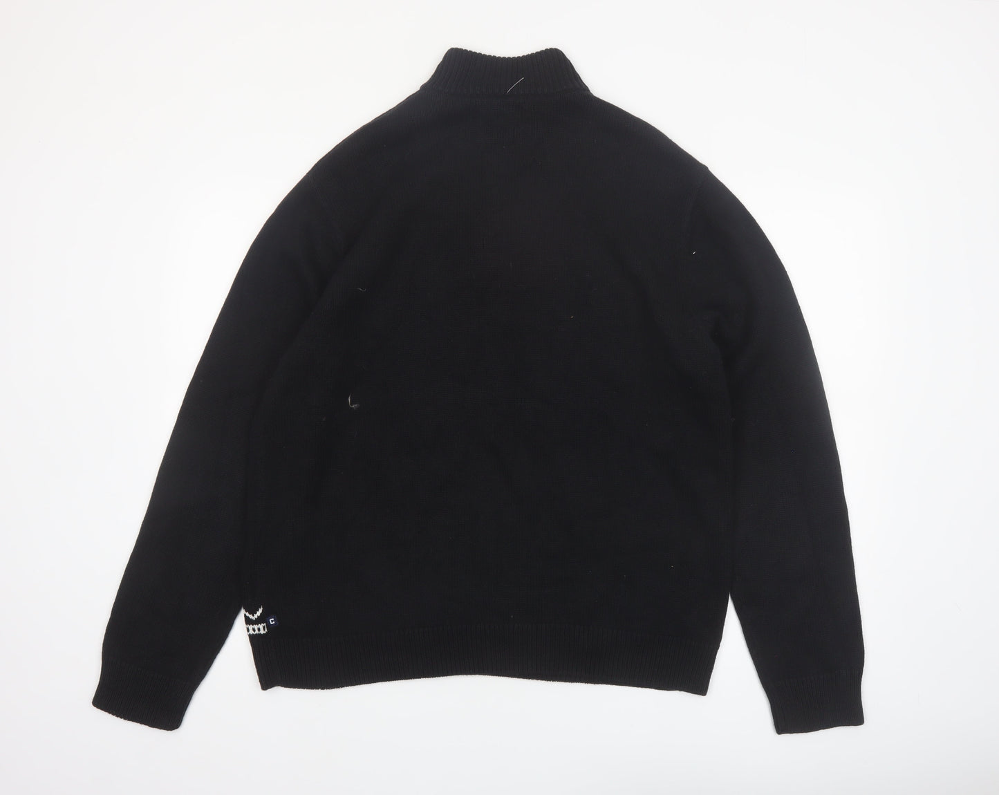 Chaps Men's Black Cotton Fair Isle 1/4 Zip Jumper L
