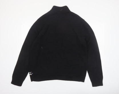 Chaps Men's Black Cotton Fair Isle 1/4 Zip Jumper L