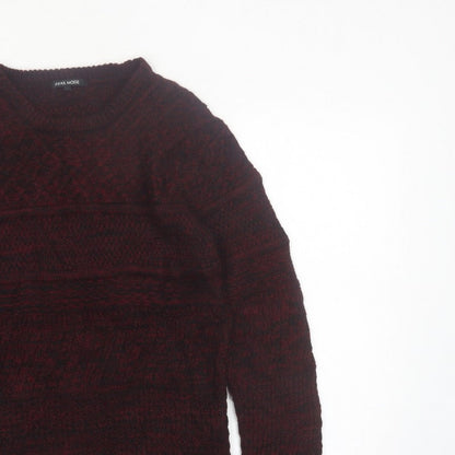 Avail Mode Men's Red Knit Crew Neck Cable Pullover Jumper L