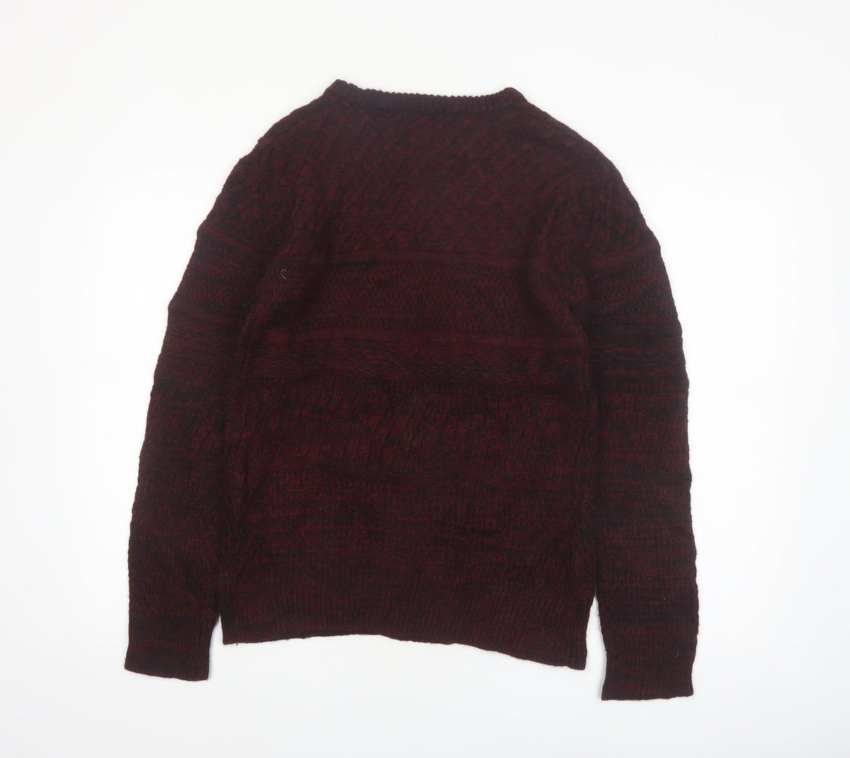 Avail Mode Men's Red Knit Crew Neck Cable Pullover Jumper L