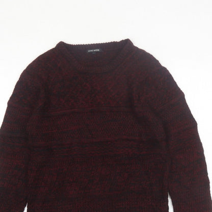 Avail Mode Men's Red Knit Crew Neck Cable Pullover Jumper L