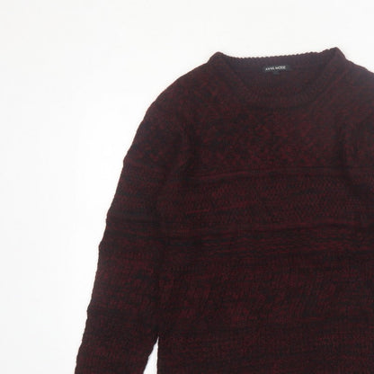 Avail Mode Men's Red Knit Crew Neck Cable Pullover Jumper L