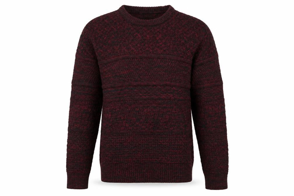 Avail Mode Men's Red Knit Crew Neck Cable Pullover Jumper L