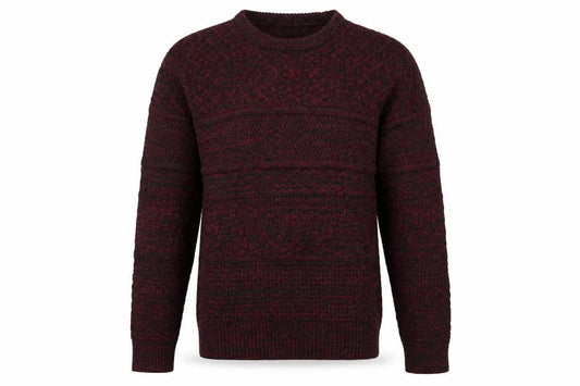 Front view of Avail Mode Men's Red Knit Crew Neck Cable jumper L