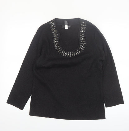 Cable & Gauge Women's Black Silk Blend Scoop Neck Jumper L