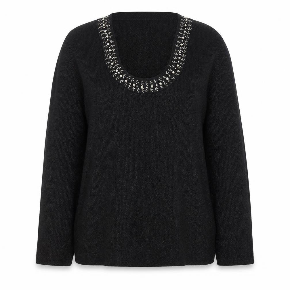 Cable & Gauge Women's Black Silk Blend Scoop Neck Jumper L