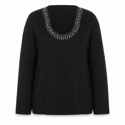 Cable & Gauge Women's Black Silk Blend Scoop Neck Jumper L