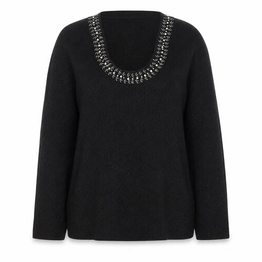 Cable & Gauge Women's Black Silk Blend Scoop Neck Jumper L