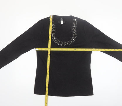 Cable & Gauge Women's Black Silk Blend Scoop Neck Jumper L