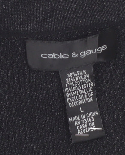 Cable & Gauge Women's Black Silk Blend Scoop Neck Jumper L