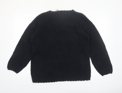Styleworks Womens Black Floral Knit Ramie Cotton Jumper M