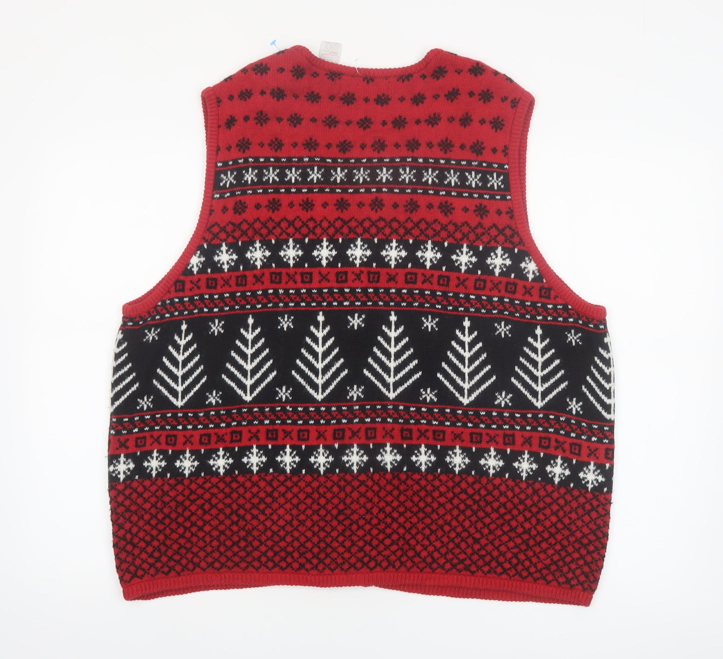 Liz Claiborne Womens Red Fair Isle Knit Sleeveless Zip Vest Size S
