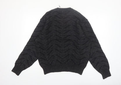 Jack Nicklaus Men Black Wool Blend V-Neck Golf Jumper L