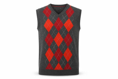 Banana Republic Men's Grey Argyle Sleeveless Vest L V-Neck Silk Blend