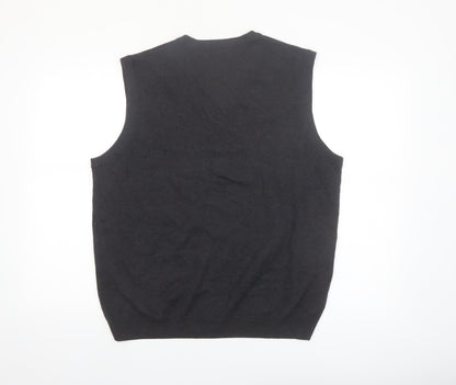AXIST Men's Grey Argyle Sleeveless Knit V-Neck Vest Jumper Size L