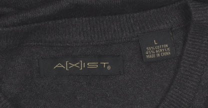 AXIST Men's Grey Argyle Sleeveless Knit V-Neck Vest Jumper Size L