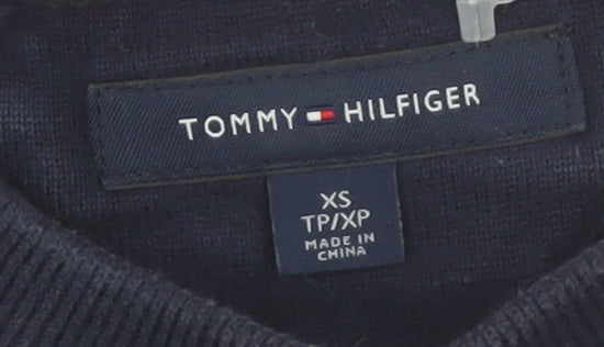 Tommy Hilfiger Men's Red & Navy Striped Cotton Pullover Jumper XS