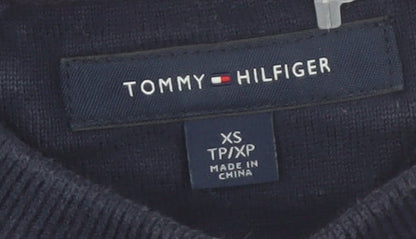 Tommy Hilfiger Men's Red & Navy Striped Cotton Pullover Jumper XS