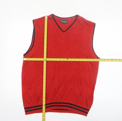 Blue Ocean Men's Red V-Neck Sleeveless Knit Vest Jumper L