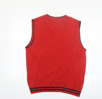 Blue Ocean Men's Red V-Neck Sleeveless Knit Vest Jumper L