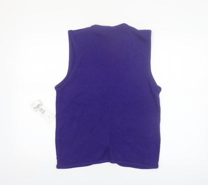 Koret Womens Purple Knit Embroidered Vest Small Wool Blend