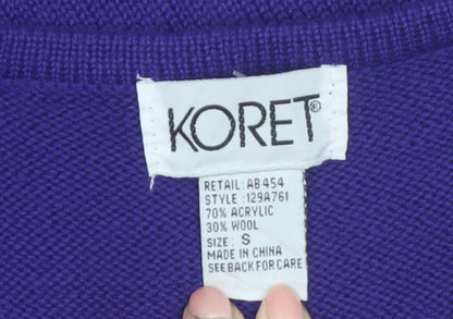 Koret Womens Purple Knit Embroidered Vest Small Wool Blend