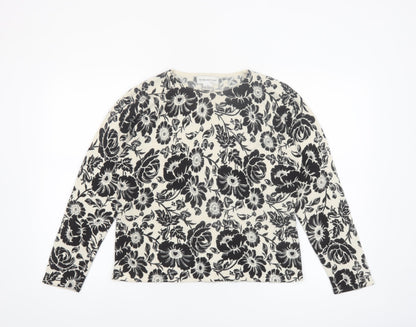 Moonlight Bay Womens Black Floral Crew Neck Knit Jumper M