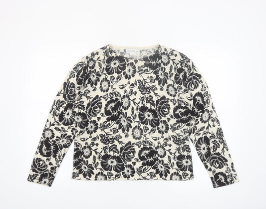 Moonlight Bay Womens Black Floral Crew Neck Knit Jumper M