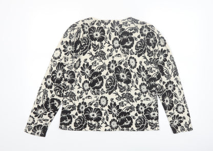Moonlight Bay Womens Black Floral Crew Neck Knit Jumper M