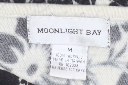 Moonlight Bay Womens Black Floral Crew Neck Knit Jumper M