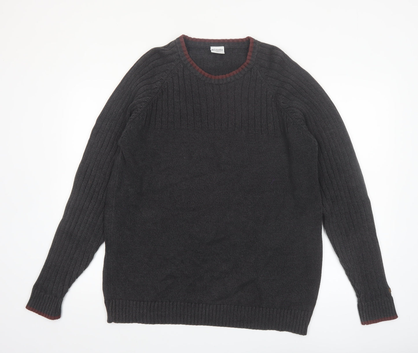 Columbia Men's Grey Cotton Crew Neck Knit Jumper Size L