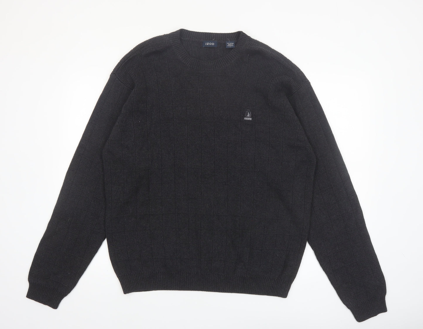IZOD Men's Black Cotton Crew Neck Pullover Jumper Size L
